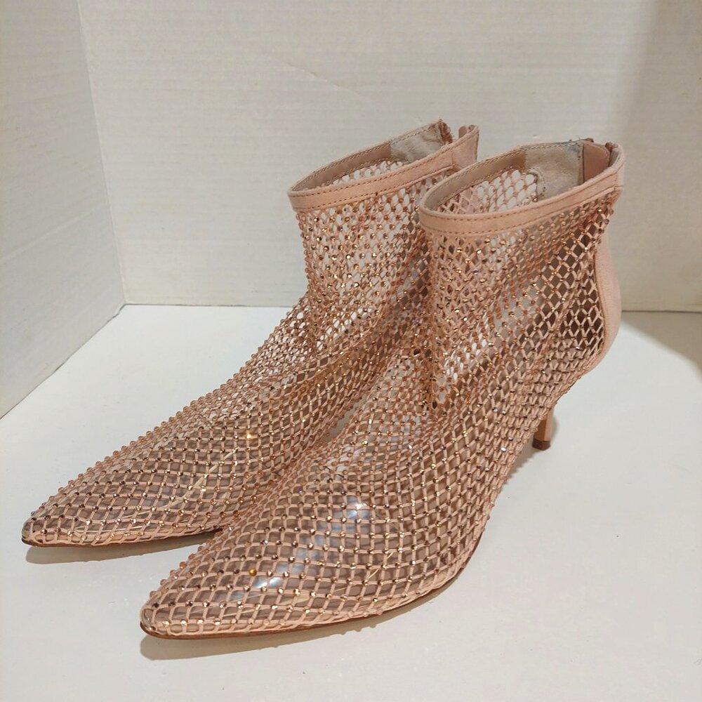 Charles by Charles David Afterhours Rhinestone Mesh Bootie Pink Blush Size 8.5